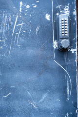 Lock with keypad and security code on external door