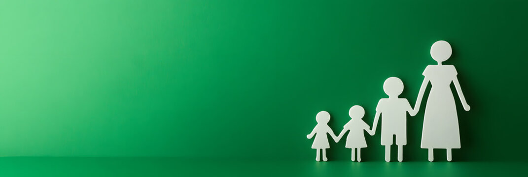 Family budget chart exhibiting a concerning downward trend - reflecting a severe debt problem and financial instability wide banner - green background - Powered by Adobe