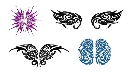 Vector illustration&nbsp;of collection of tribal tattoo designs on a white background