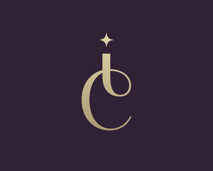 IC or CI letter logo icon design. Classic style luxury initials monogram.