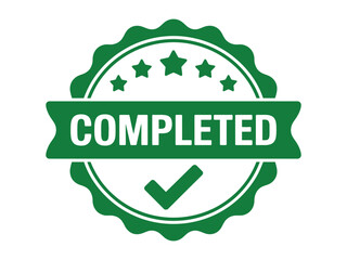 Completed badge vector illustration isolated on white background achievement concept for business and education