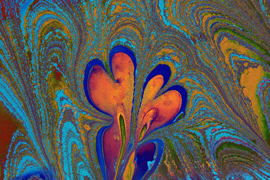 Ebru art background marbling texture floral patterns