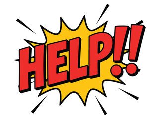 Comic speech bubble with the word help isolated on white background, vector illustration in pop art style