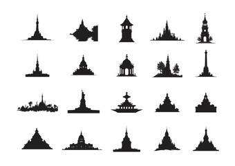 Architectural Silhouettes of Global Landmarks and Buildings in Black and White