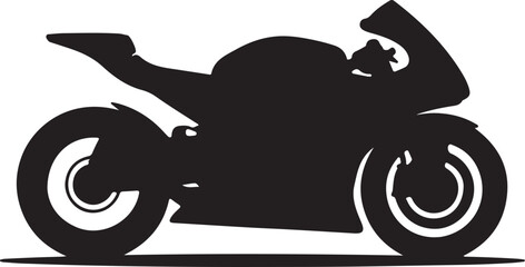 Obraz premium Black silhouette vector icon of a sleek sport motorcycle, perfect for racing and speed themed designs.