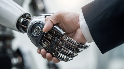 Human Hand and Robot Hand Shaking in Technology Collaboration
