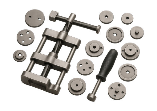 Brake caliper tool set with multiple adapters for efficient brake maintenance.