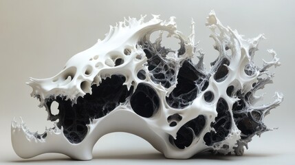 Abstract White & Dark Gray Sculpted Form