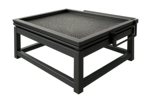 Sturdy vacuum forming table with a reinforced grid for large sheets.