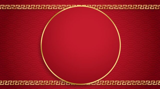Chinese animation background with red texture and gold border frame, perfect for festive titles, celebration greetings, and traditional cultural videos.