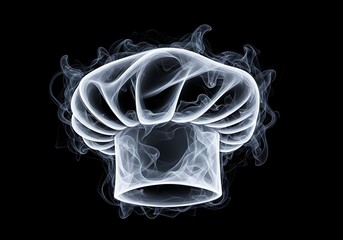 Chef hat made of smoke or steam on a black background