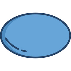 A simple blue oval shape with a dark blue outline and dashed line detail on a transparent background representing a basic geometric form