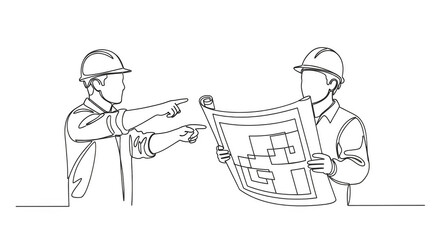 Blueprint consultation Engineers scrutinize project design