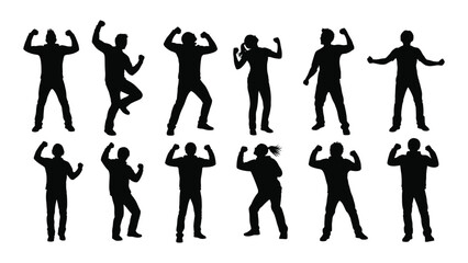 Energetic people silhouettes isolated on white background, Vector