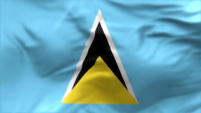 Saint Lucia flag is waving in the wind. High-quality flags are perfect. They are perfect for various creative projects.