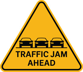 Traffic jam ahead sign vector illustration for road safety and awareness