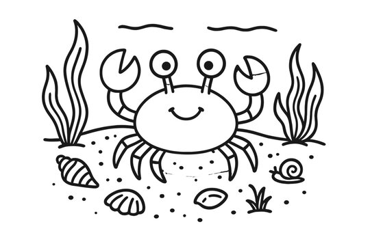 black and white crab underwater scene clip art preview