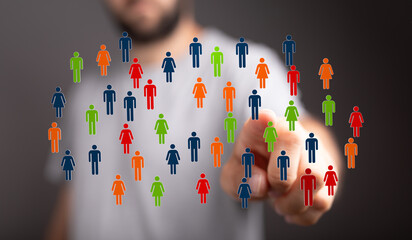 Abstract conceptual image depicting a network of people. Represents connection, teamwork, community, and digital interaction. Great for business