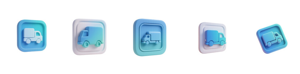 Soft 3D Delivery Truck Shipping Icon &mdash; Isolated on Transparent