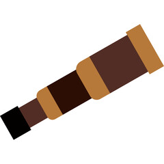 A simple cartoon drawing of a vintage brown spyglass with a black eyepiece and golden accents on a plain white background