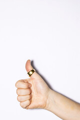 Male hand showing thumbs up fashion style