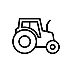 A stylized blackoutlined tractor with large rear wheels and a cab