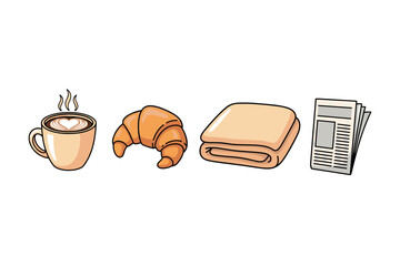 Cozy morning routine icons for lifestyle and relaxation designs