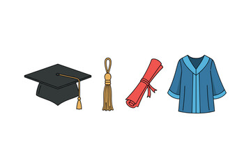 Academic achievement icons for graduation design and education branding