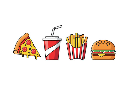 Fast food favorites icons for restaurant branding and menu design