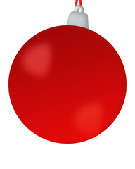 Simple red Christmas bauble ornament isolated on a white background. Ideal for holiday decoration themes, seasonal designs, greeting cards, and festive promotional materials. PNG