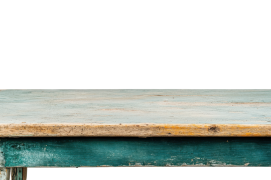 Abstract textured horizontal brush strokes isolated on transparent background. Wooden table with a green surface isolated on white background. - Powered by Adobe