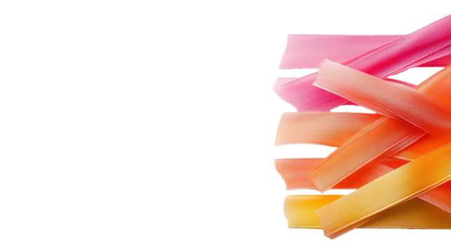 Colorful Fabric Ribbons on Transparent Background