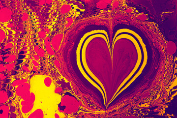 Abstract marbling heart pattern for fabric, design. Creative marbling background texture