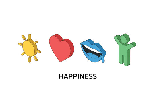 Happiness and positivity icons for emotional well-being design