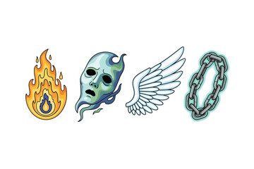 Mystical elements icon set for fantasy game design and storytelling
