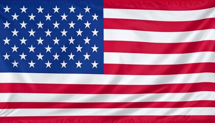 Fototapeta premium Iconic representation of the United States flag with thirteen red and white stripes and a blue canton bearing fifty white stars, symbolizing unity, freedom, and national pride.