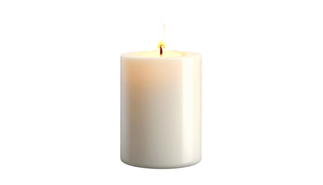 A simple candle placed on a clean, neutral background, with soft ambient lighting to highlight the warm, calm atmosphere. Suitable for home décor, relaxation, aromatherapy, and minimal lifestyle theme