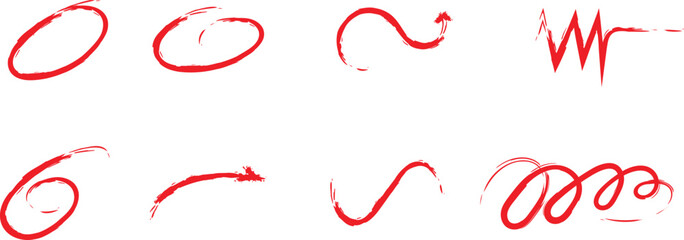 red hand drawn doodle elements for graphic design use