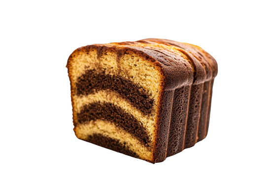 Slice of marbled pound cake with dark cinnamon swirls isolated on transparent background. Cinnamon swirl loaf sliced cake isolated on white background. - Powered by Adobe