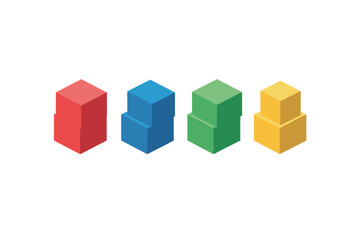 Obraz premium Colorful 3d geometric block icons for educational and design projects