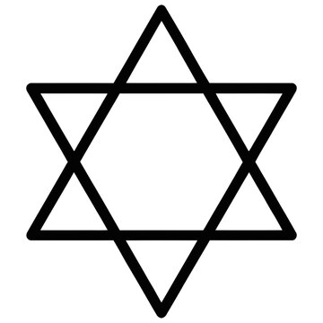 Star of David outline icon, minimalist black line Jewish symbol on white