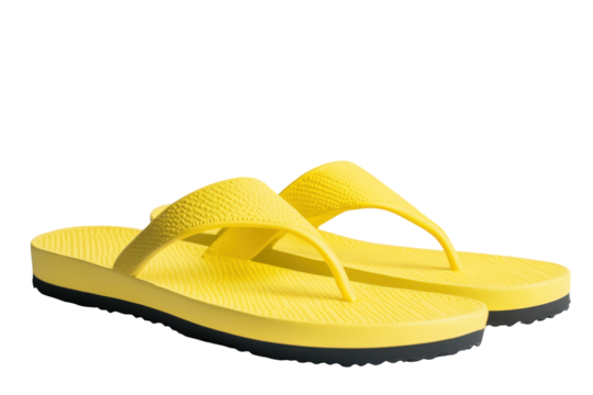 Pair of yellow flip flops isolated on transparent background. Yellow flip flops isolated on white background. - Powered by Adobe
