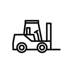 Line drawing of a forklift a machine with lifting forks
