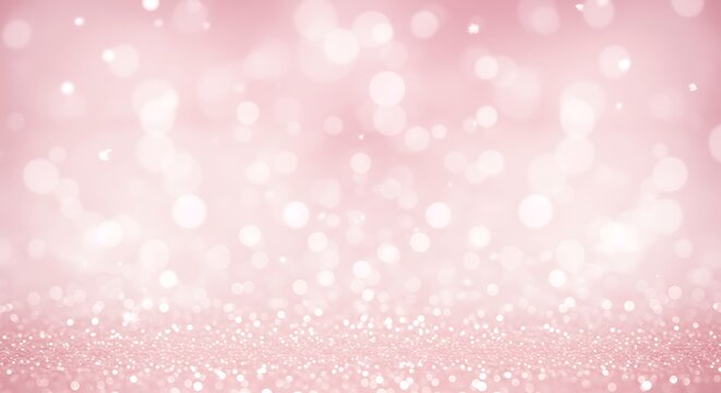 Soft pink bokeh background with sparkling glitter and blurred lights, creating a dreamy and festive atmosphere for celebrations