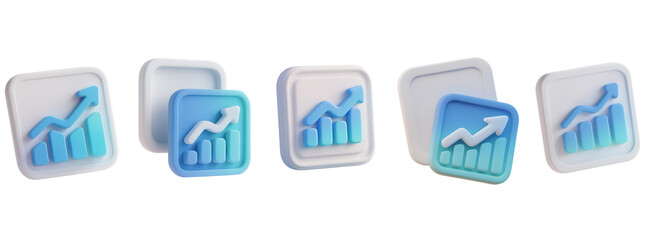 Soft 3D E-commerce Analytics Growth Icon &mdash; Isolated on Transparent