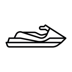 Outline of a jet ski depicting its sleek angular design and handle