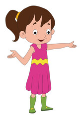 Little girl raising her hands and smiling