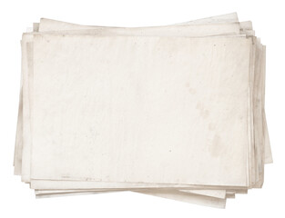 Vintage Stacked Paper Sheets on White Background