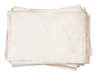 Vintage Stacked Paper Sheets on White Background