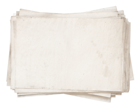 Vintage Stacked Paper Sheets on White Background